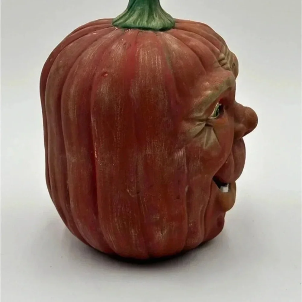 VTG 89'Scioto Mold Ceramic Halloween Face Orange Pumpkin Jack O Lantern NO LIGHT